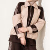 Zip-up Striped Trim French Terry Two-Piece Set Brown - immagine 2