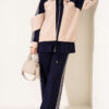 ⁦Zip-up Striped Trim French Terry Two-Piece Set Navy Blue⁩ - الصورة ⁦5⁩