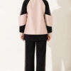 Zip-up Striped Trim French Terry Two-Piece Set Black - الصورة 4
