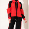 Zip-up Striped Trim French Terry Two-Piece Set Black - Image 2