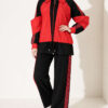 Zip-up Striped Trim French Terry Two-Piece Set Black - Image 3