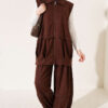 Zip-up Vest and French Terry Two-Piece Set Brown - Afbeelding 4