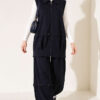 Zip-up Vest and French Terry Two-Piece Set Navy Blue