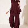 Zip-up Vest and French Terry Two-Piece Set Plum