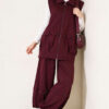 Zip-up Vest and French Terry Two-Piece Set Plum - Afbeelding 4