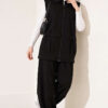 Zip-up Vest and French Terry Two-Piece Set Black