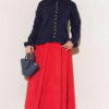 ⁦Ruffled Button-Detail Knit Cardigan Navy Blue⁩ - الصورة ⁦2⁩