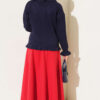 ⁦Ruffled Button-Detail Knit Cardigan Navy Blue⁩ - الصورة ⁦3⁩