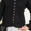 Ruffled Button-Detail Knit Cardigan Black - Image 4