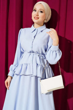 Alternative view of Ruffled Detail Belted Skirt Set Blue