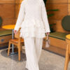 Shoulder Ruffle Detail Knit Two-Piece Set Ecru – Bild 5