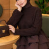 ⁦Ruffle-Detail Knit Two-Piece Set Brown⁩ - الصورة ⁦2⁩