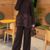 ⁦Ruffle-Detail Knit Two-Piece Set Brown⁩ - الصورة ⁦3⁩