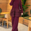 Shoulder Ruffle Detail Knit Two-Piece Set Plum - immagine 5