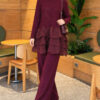 ⁦Ruffle-Detail Knit Two-Piece Set Plum⁩ - الصورة ⁦3⁩