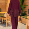 ⁦Ruffle-Detail Knit Two-Piece Set Plum⁩ - الصورة ⁦4⁩