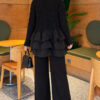 Ruffle-Detail Knit Two-Piece Set Black - immagine 4