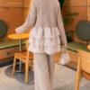 Ruffle-Detail Knit Two-Piece Set Mink - immagine 4