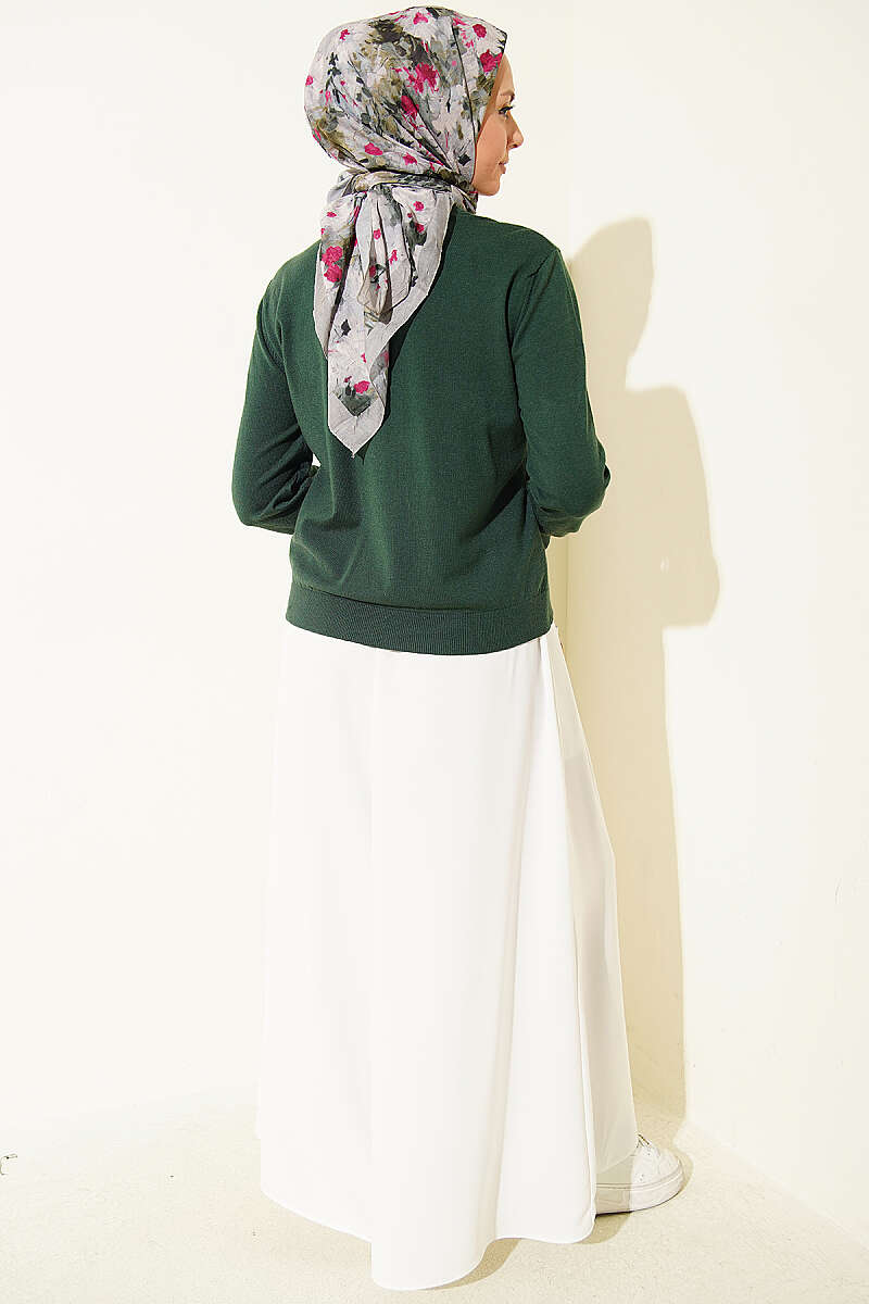 Ruffled Button-Detail Knit Cardigan Emerald – Bild 3