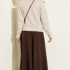 Ruffled Collar Buttoned Knit Cardigan Beige – Image 3