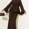 Long Tunic Set with Split Detail and Belted Cord Brown – Image 5