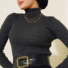 Ribbed Turtleneck Knit Sweater Anthracite