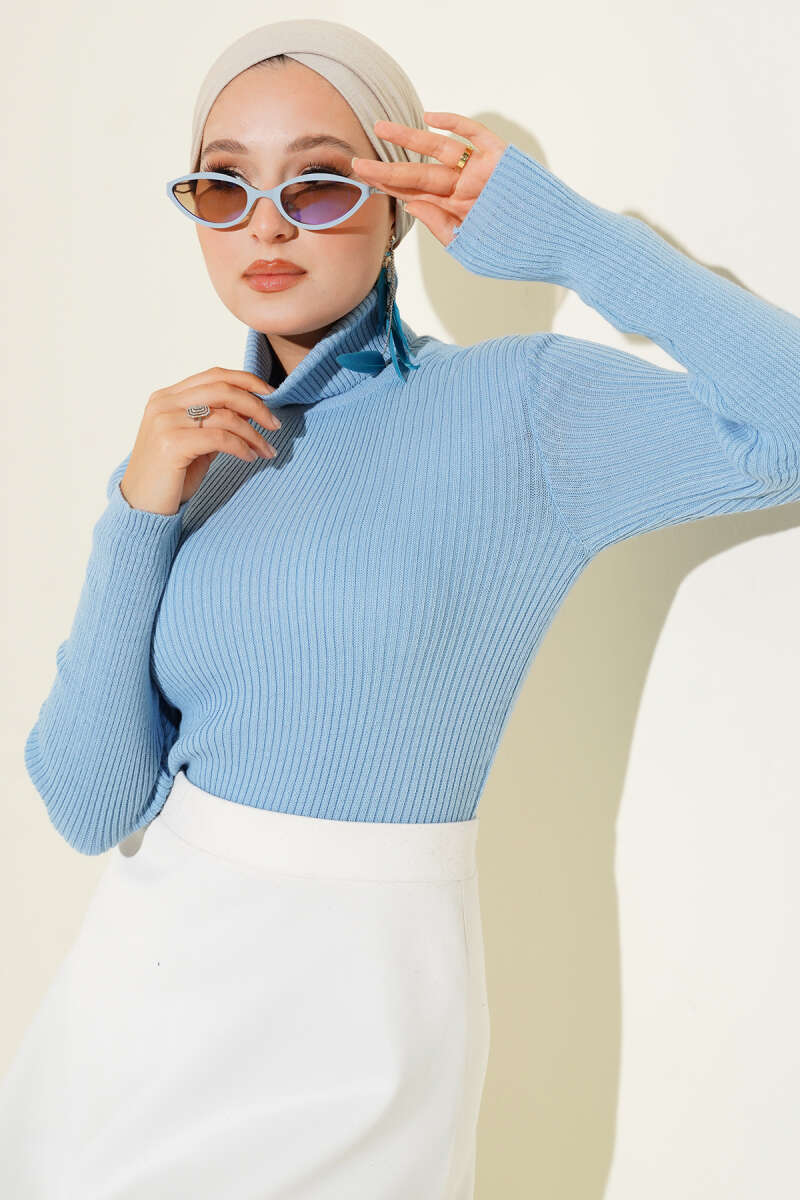 Ribbed Turtleneck Knit Sweater Bisque - Imagen 6