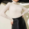 Ribbed Turtleneck Knit Sweater Bisque - Imagen 7