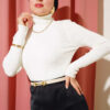 Ribbed Turtleneck Knit Sweater Bisque - Imagen 8