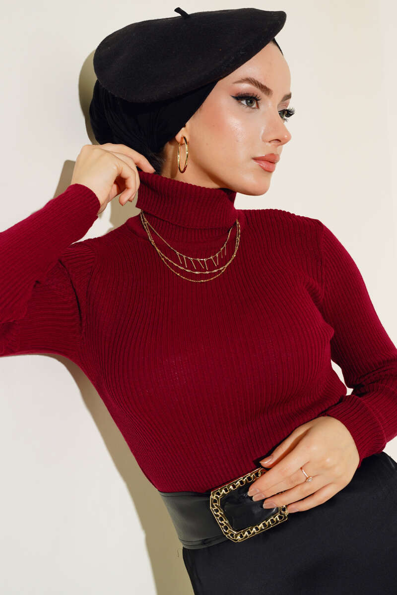 Ribbed Turtleneck Knit Sweater Bisque - Imagen 9