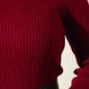 Ribbed Turtleneck Knit Sweater Burgundy - Imagen 4