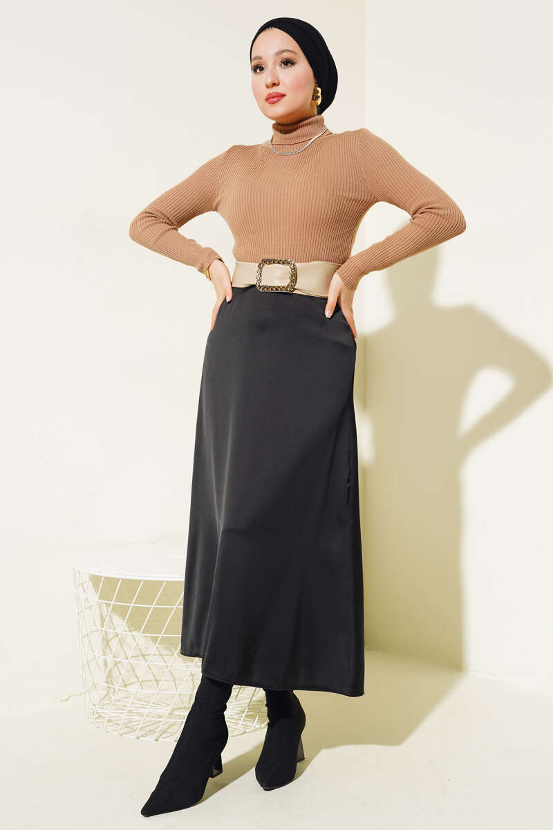 Ribbed Turtleneck Knit Sweater Bisque - Imagen 2