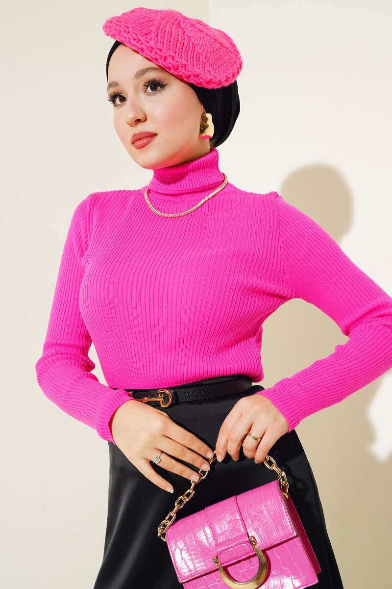 Ribbed Turtleneck Knit Sweater Bisque - Imagen 11