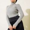Ribbed Turtleneck Knit Sweater Grey