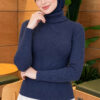 Ribbed Turtleneck Knit Sweater Indigo - immagine 3