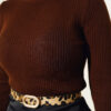 Ribbed Turtleneck Knit Sweater Brown – Bild 4