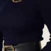 Ribbed Turtleneck Knit Sweater Navy Blue - immagine 4