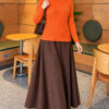 Ribbed Turtleneck Knit Sweater Orange – Image 2
