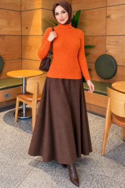 Alternative view of Ribbed Turtleneck Knit Sweater Orange