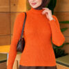 Ribbed Turtleneck Knit Sweater Orange – Image 3