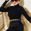 Ribbed Turtleneck Knit Sweater Black