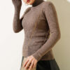 Ribbed Turtleneck Knit Sweater Mink – Image 2