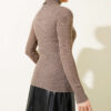 Ribbed Turtleneck Knit Sweater Mink – Image 3