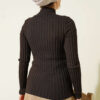 Ribbed Stretch Knit Sweater Dark Brown - immagine 3