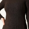 Ribbed Stretch Knit Sweater Dark Brown - immagine 4