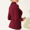 Ribbed Stretch Knit Sweater Burgundy – Image 3