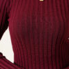Ribbed Stretch Knit Sweater Burgundy – Image 4