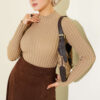 Ribbed Stretch Knit Sweater Camel