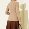 Ribbed Stretch Knit Sweater Camel - الصورة 3