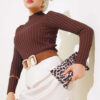 Ribbed Stretch Knit Sweater Chestnut